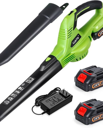 Cordless Leaf Blower 20V Handheld Electric Leaf Blower with 2x2.0AH Batteries and Fast Charger for Lawn Care, Patio, Garden, Snow(only for small jobs) - LeafyLoom