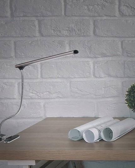 LED Clip on Desk Lamp, Bed Headboard Light with Clamp for Reading, 3000K – 6500K Color Temperature Setting, Stepless Brightness Control, Long USB Cord and AC Adapter Included(Brown) - LeafyLoom