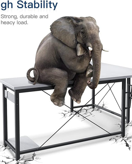 Coleshome 66" L Shaped Gaming Desk, L Shaped Desk, Computer Desk, Gaming Desk, Writing Desk, Home Office Desk, White - LeafyLoom