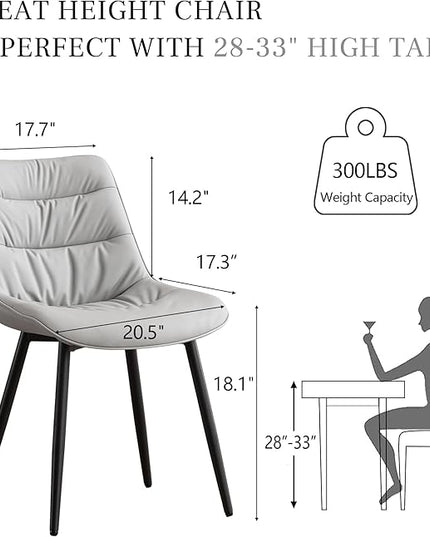 Kidol & Shellder Modern Dining Chairs Set of 2 Kitchen & Dining Room Chairs Upholstered Accent Chair Living Room Chairs Kitchen Chairs Comfy Chair for Bedrooms Waiting Room Home(Gray) - LeafyLoom