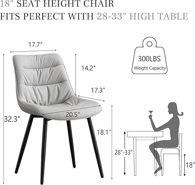 Kidol & Shellder Modern Dining Chairs Set of 2 Kitchen & Dining Room Chairs Upholstered Accent Chair Living Room Chairs Kitchen Chairs Comfy Chair for Bedrooms Waiting Room Home(Gray) - LeafyLoom