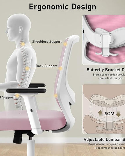 Office Chair, Ergonomic Desk Chair with Adjustable High Back, Breathable Mesh Computer Chair with Adjustable Armrests, Rolling Swivel Comfy Task Chairs, Executive Chair for Home Office - LeafyLoom