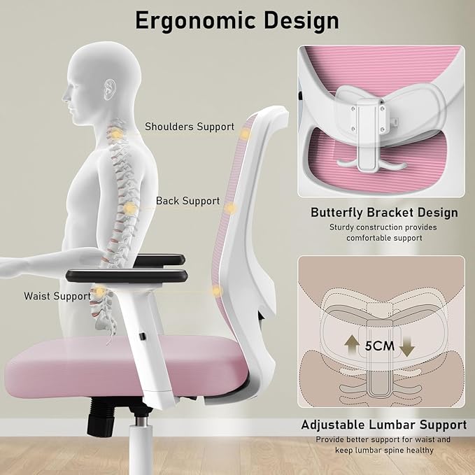 Office Chair, Ergonomic Desk Chair with Adjustable High Back, Breathable Mesh Computer Chair with Adjustable Armrests, Rolling Swivel Comfy Task Chairs, Executive Chair for Home Office - LeafyLoom