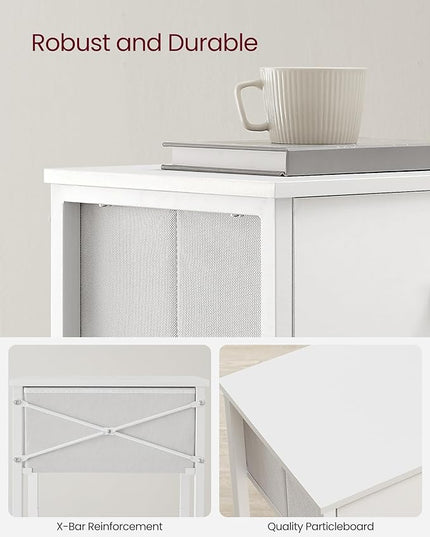 VASAGLE Nightstand, Side Table with Fabric Drawer, 24-Inch Tall End Table with Storage Shelf, Bedroom, White ULGS021W14 - LeafyLoom