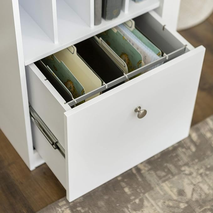 Walker Edison Modern Wood Computer Writing Desk Storage File Drawer Office Home Office Workstation Small, 48 Inch, White - LeafyLoom