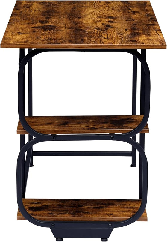 Newest Simple Open Shelf for Bedroom Living Room, 47.2Inch Home Office Computer Desk with Storage Shelves, Study Writing Table for Small Spaces, Caramel Wood Grain - LeafyLoom
