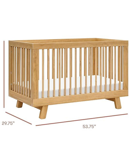 babyletto Hudson 3-in-1 Convertible Crib with Toddler Bed Conversion Kit in Honey, Greenguard Gold Certified - LeafyLoom