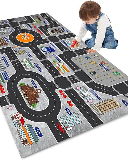 Kids Rug Play Mat Great for Playing with Cars and Toys,Educational Kid Road and Traffic City Life Carpet,Children Baby Fun Throw Rug for Bedroom Play Room,24X35Inch/60X90CM - LeafyLoom