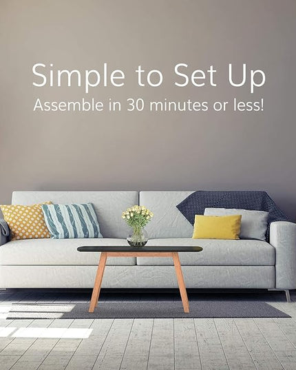 bonVIVO Small Coffee Table - Franz Designer Low Coffee Table with Wooden Frame for Small Spaces and Storage, Small Desk, Living Room Furniture for Men and Women - Black - LeafyLoom