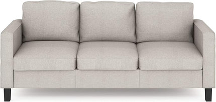 Furinno Bayonne Modern Upholstered 3-Seater Sofa Couch for Living Room, Fog - LeafyLoom