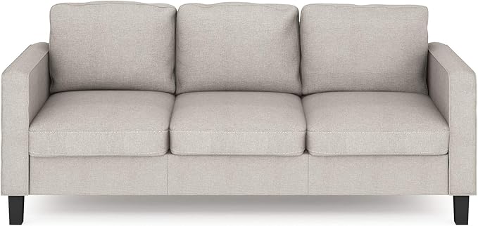 Furinno Bayonne Modern Upholstered 3-Seater Sofa Couch for Living Room, Fog - LeafyLoom