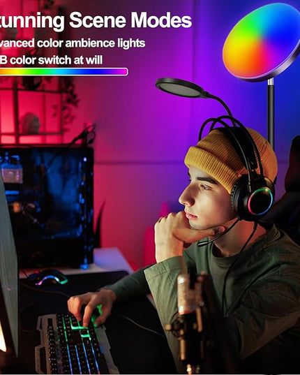 Reading Floor lamp + RGB Mood Mix Color Modern Standing Sofa Lamps Lighting 7 Colors Color Changing rgbw Smart WiFi APP Remote Control for Bedroom Living Room Gaming Reading Learning - LeafyLoom