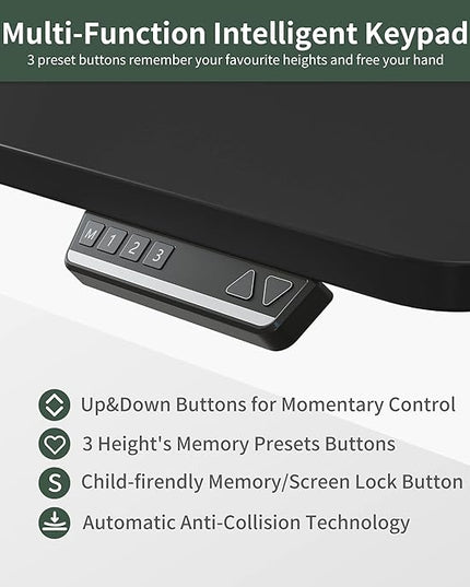 FEZIBO 75 Inches, Supports over 300mlbs, L Shaped Standing Desk Reversible, Electric Height Adjustable Corner Stand up Desk, Sit Stand Desk Computer Workstation, Black Frame/Black Top - LeafyLoom