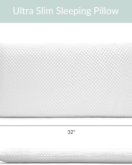 AM AEROMAX 2.75 Inches King Size Hyper Slim Memory Foam Pillow for Stomach and Back Sleepers - Thin, Flat Design for Cervical Neck Alignment and Deeper Sleep. - LeafyLoom