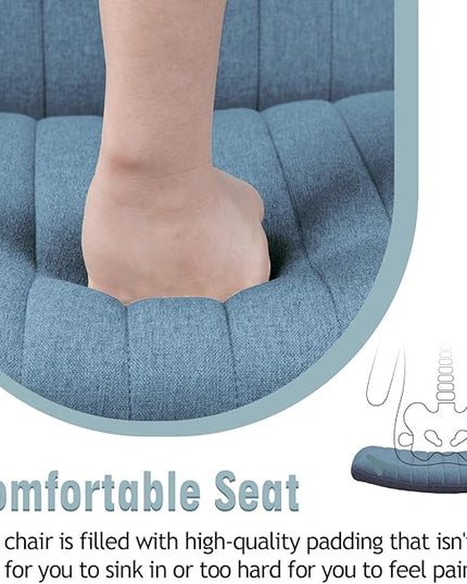 Armless Office Chair no Wheels, Ergonomic Wide Seat Swivel Desk Chair, Height Adjustable Cross Legged Comfortable Computer Chair for Living Room, Vanity Accent Chair Navyblue - LeafyLoom