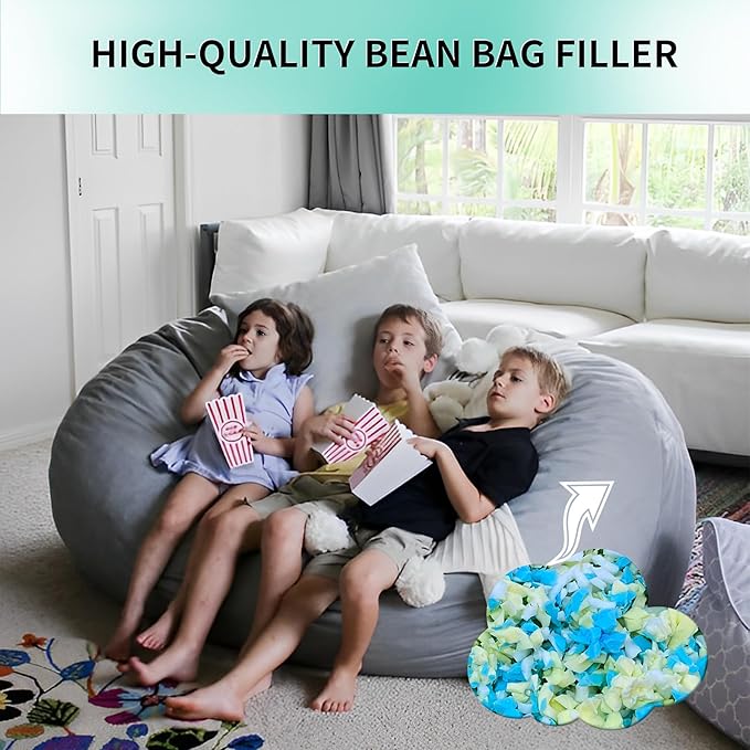 5lbs Shredded Memory Foam Filling for Bean Bag Filler, Premium Soft Filling,without Added Gel Particles,Very Suitable for Filling Bean Bags and Pillows - LeafyLoom