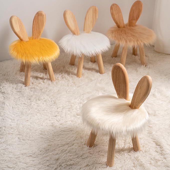 Wooden Toddler Chair Rabbit Stool Suitable for A Variety of Color Rest Stool for Any Room Decoration Game Room Cute Chair - LeafyLoom