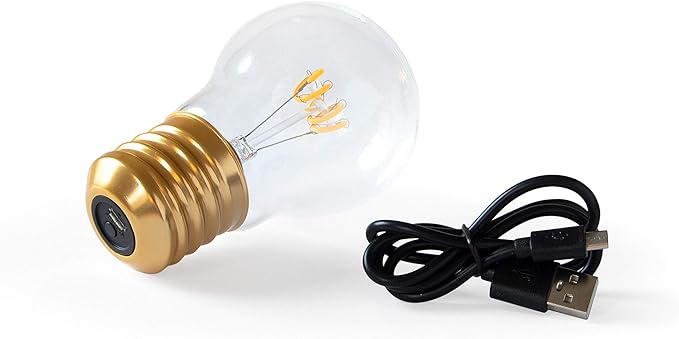 Suck UK | Cordless Light Bulb | USB Battery Powered Light Bulb | LED Edison Lamp For Bedroom | Battery Operated Light Bulb | Battery Light Bulb | Small Lamp & Cordless Table Lamps | Edison Bulb Lamp - LeafyLoom