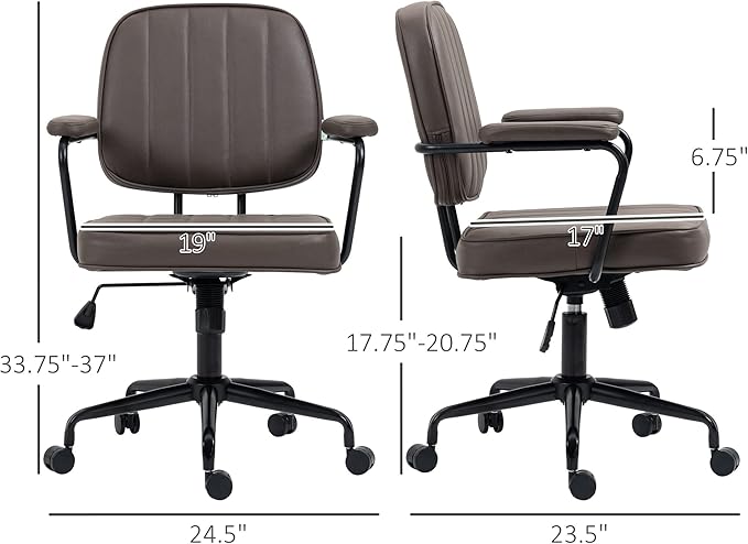 Vinsetto Home Office Chair, Microfiber Computer Desk Chair with Swivel Wheels, Adjustable Height, and Tilt Function, Light Brown - LeafyLoom