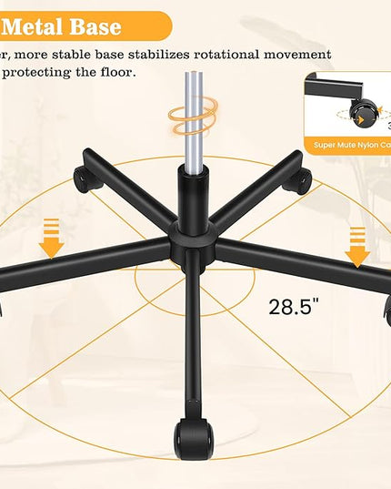 Armless Office Chair with Wheels, Ergonomic Wide Seat Fabric Cross Legged Desk Chair, Swivel Computer Chair for Home Office, Modern Vanity Chair Beige - LeafyLoom