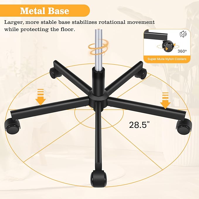 Armless Office Chair with Wheels, Ergonomic Wide Seat Fabric Cross Legged Desk Chair, Swivel Computer Chair for Home Office, Modern Vanity Chair Dark Gray - LeafyLoom