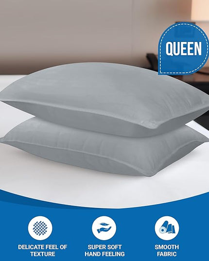Utopia Bedding Bed Pillows for Sleeping (Grey), Queen Size, Set of 2, Hotel Pillows, Cooling Pillows for Side, Back or Stomach Sleepers - LeafyLoom