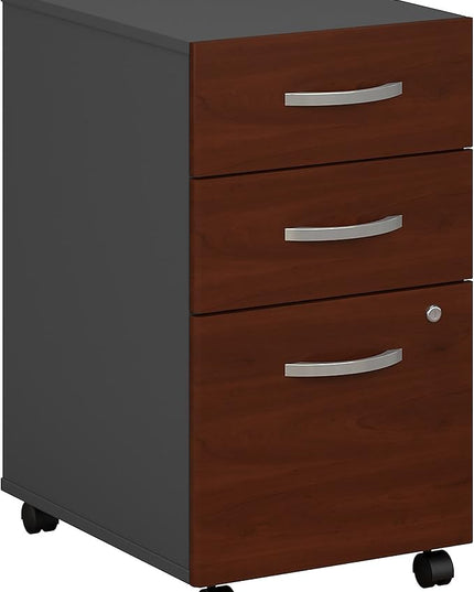 Bush Business Furniture Series C Mobile Under Desk Arrives Fully Assembled | Stylish 3 Drawer File Cabinet for Professional or Home Office, Hansen Cherry - LeafyLoom