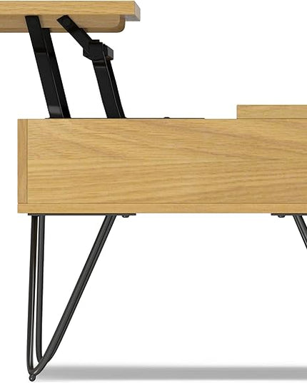 SIMPLIHOME Hunter Lift Top Coffee Table, 48 inch, Oak Veneer - LeafyLoom