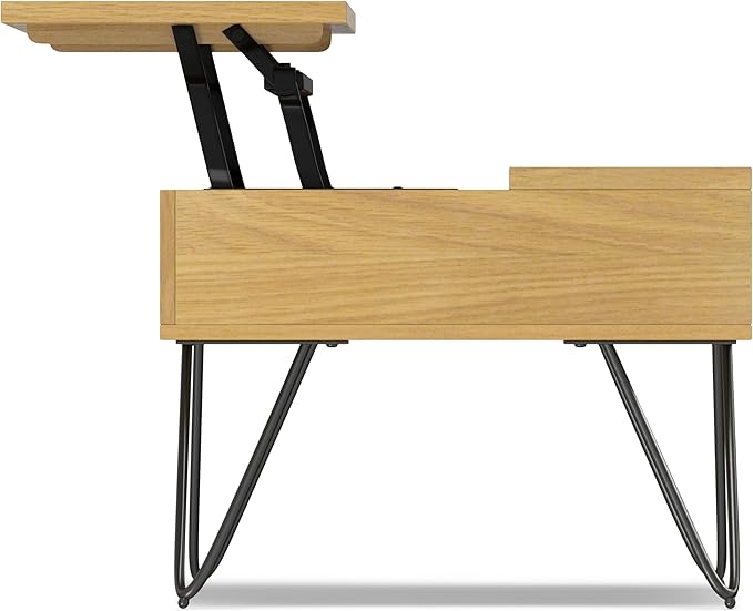 SIMPLIHOME Hunter Lift Top Coffee Table, 48 inch, Oak Veneer - LeafyLoom