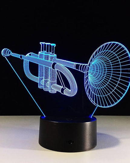 Trumpet Shape 3D Optical Illusion Lamp 7 Colors Change Timing Remote Control and Touch Button LED Table Desk Lamp for Home Bedroom Decoration - LeafyLoom