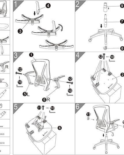 KOLLIEE Mid Back Mesh Office Chair Ergonomic Swivel Black Mesh Computer Chair Flip Up Arms with Lumbar Support Adjustable Height Task Chair - LeafyLoom