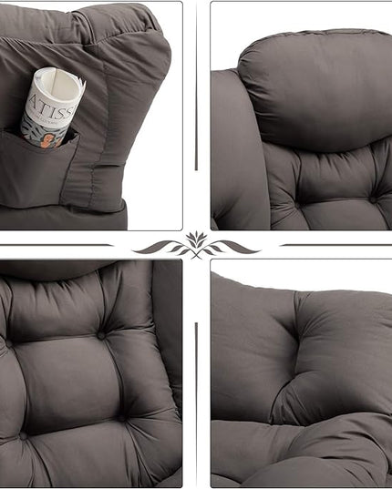 HollyHOME Modern Fabric Extra-Large Lazy Chair, Accent Oversized Comfy Reading Chair, Thick Padded Cozy Lounge Chair with Armrest, Leisure Sofa Chair for Living Room, Bedroom, Dorm, Dark Grey - LeafyLoom