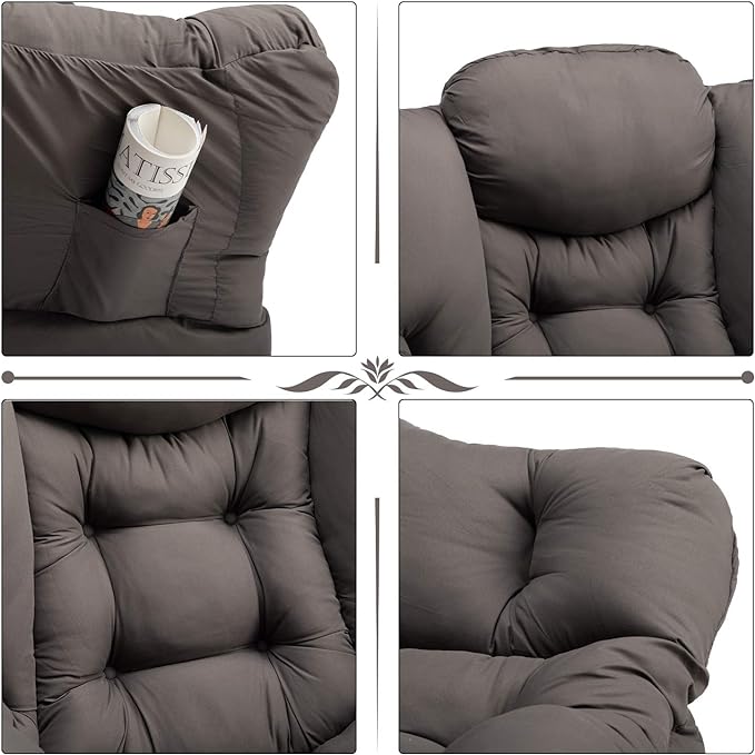 HollyHOME Modern Fabric Extra-Large Lazy Chair, Accent Oversized Comfy Reading Chair, Thick Padded Cozy Lounge Chair with Armrest, Leisure Sofa Chair for Living Room, Bedroom, Dorm, Dark Grey - LeafyLoom