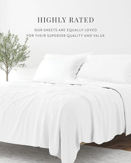 Linen Market Bed Sheets for Queen Size Bed (White) - Sleep Better Than Ever with These Soft and Cooling Queen Sheets - Deep Pocket Fits 16" Thick Beds - 4 Piece Queen Sheet Set - LeafyLoom