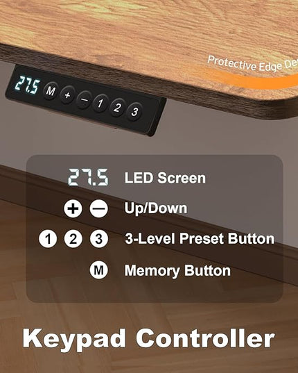 48 * 24 Inches Electric Standing Desk, Adjustable Height Sit Stand Up Desk with 3 Memory Presets, Motorized Home Office Computer Gaming Workstation Desk, Light Rustic Brown - LeafyLoom