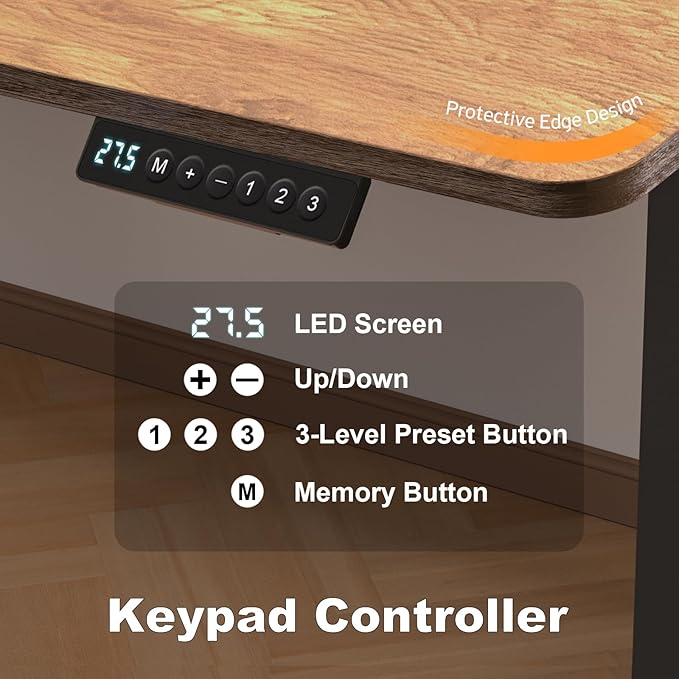 48 * 24 Inches Electric Standing Desk, Adjustable Height Sit Stand Up Desk with 3 Memory Presets, Motorized Home Office Computer Gaming Workstation Desk, Light Rustic Brown - LeafyLoom