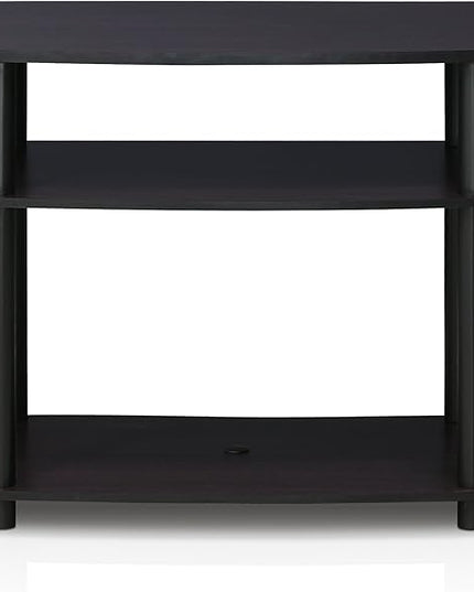 Furinno Turn-N-Tube No Tools 3-Tier Entertainment Center TV Stand for TV up to 32 Inch, Plastic Round Tubes, Dark Walnut - LeafyLoom