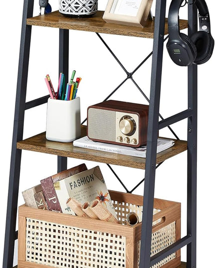 3-Tier Bathroom Ladder Shelf, Standing Tower Shelf Bookcase Freestanding Tower for Living Room Home and Office - LeafyLoom