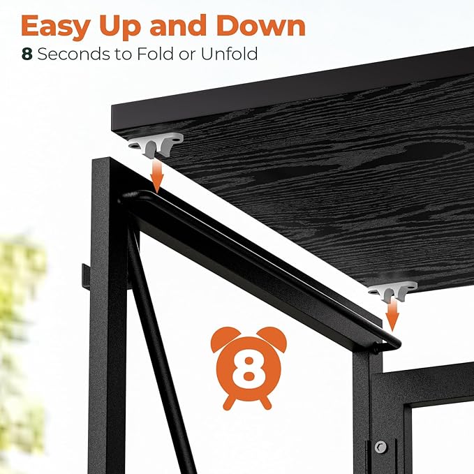 Folding Desk, Small Foldable Desk 39.4 Inch for Small Space, Computer Table Home Office Writing Desk with Storage Bag Headphone Hook, Easy Assembly, Black - LeafyLoom