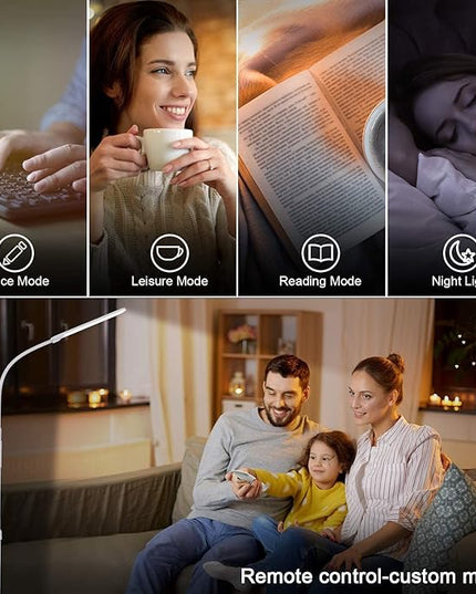 NXONE Led Floor Lamp,Modern Reading Adjustable Standing Height 4 Colors and Stepless Brightness Work Lamp for Living Room Bedroom Reading, White - LeafyLoom