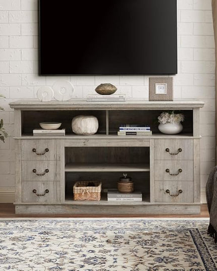 NicBex TV Stand for 65 Inch TV Modern TV Media Console Table with Open and Closed Storage Space,Entertainment Center with Storage for Living Room,60 Inch,Light Grey - LeafyLoom