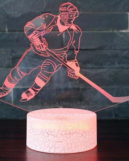 WMH Hockey Night Light with 7 Colors Changing- LED 3D Optical Illusion Lamp for Kids Room Decor and Hockey Fans (Hockey) - LeafyLoom