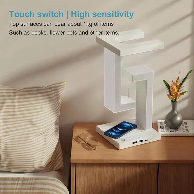 Hilitand Unique Modern Magnetic Levitating Lamp 3 Gears Touching Switch Charging Decorative LED Night Light - LeafyLoom