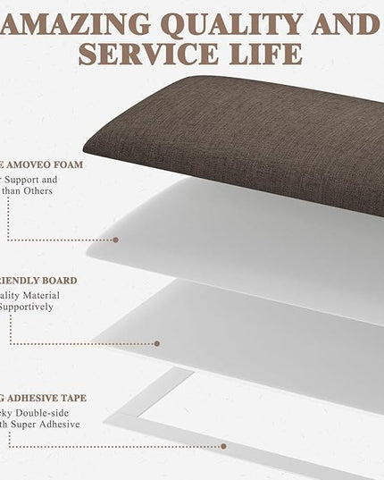 Queen Headboard, Wall Mounted Peel and Stick Headboard, Upholstered Tufted Bed Headboard for Queen Size Bed, Floating Dorm Bedroom Tall Headboard Soundproof Wall Panels (9 Panels, 10"x24") - LeafyLoom