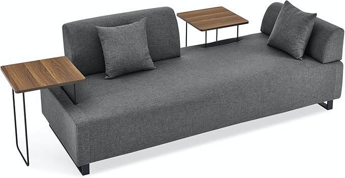 Morden Linen Upholstered 3 Seat Sofa Couch with Two End Tables and 2 Pillows, Free Transformation Removable Back and Armrests for Living Room, 86.25", Grey-395 - LeafyLoom