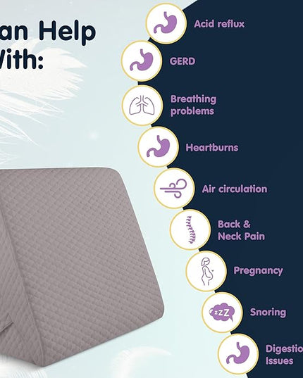 Adjustable Bed Wedge Pillow for Sleep Apnea, Gerd, Acid Reflux, Post Surgery, Heartburn - Foam Wedge Pillow for Back Pain Relief, Sleep Apnea Pillow Wedge or Bed Wedge Pillow for Sleeping for Seniors - LeafyLoom
