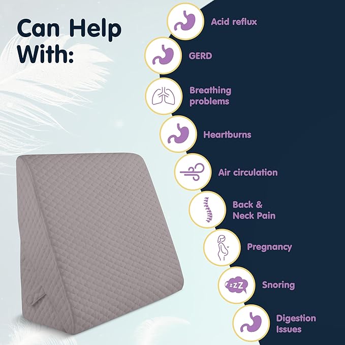 Adjustable Bed Wedge Pillow for Sleep Apnea, Gerd, Acid Reflux, Post Surgery, Heartburn - Foam Wedge Pillow for Back Pain Relief, Sleep Apnea Pillow Wedge or Bed Wedge Pillow for Sleeping for Seniors - LeafyLoom