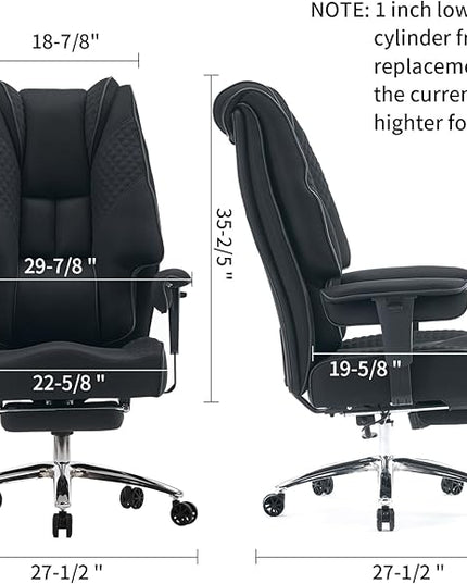 Big and Tall Office Chair 400lbs Wide Seat, Mesh High Back Executive Office Chair with Foot Rest, Ergonomic Office Chair Lumbar Support for Lower Back Pain Relief (Mesh Black) - LeafyLoom