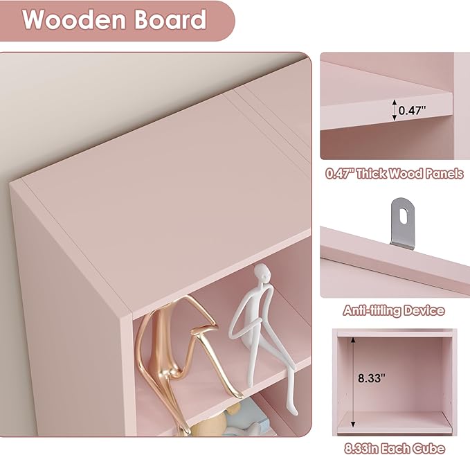 FOTOSOK 8-Tier Media Tower Rack, 11.6 X 9.3 X 70.9 Inches CD DVD Slim Storage Cabinet with Adjustable Shelves, Tall Narrow Bookcase Display Bookshelf for Home Office, Pink - LeafyLoom