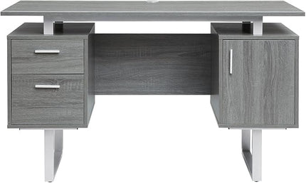 Techni Mobili Modern Office Desk with Storage, Gray - LeafyLoom